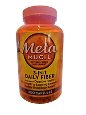 Metamucil Fiber 3-in-1 Psyllium Daily Fiber Supplement 300 Capsules Exp 12/2026