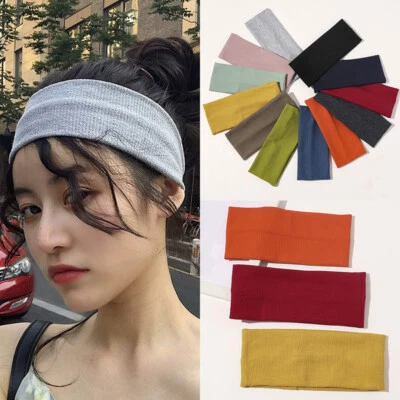 MARKENLOS Frauen Stirnband Solide Breite Turban Gestrickte Baumwolle Stirnband Mädchen ↑
