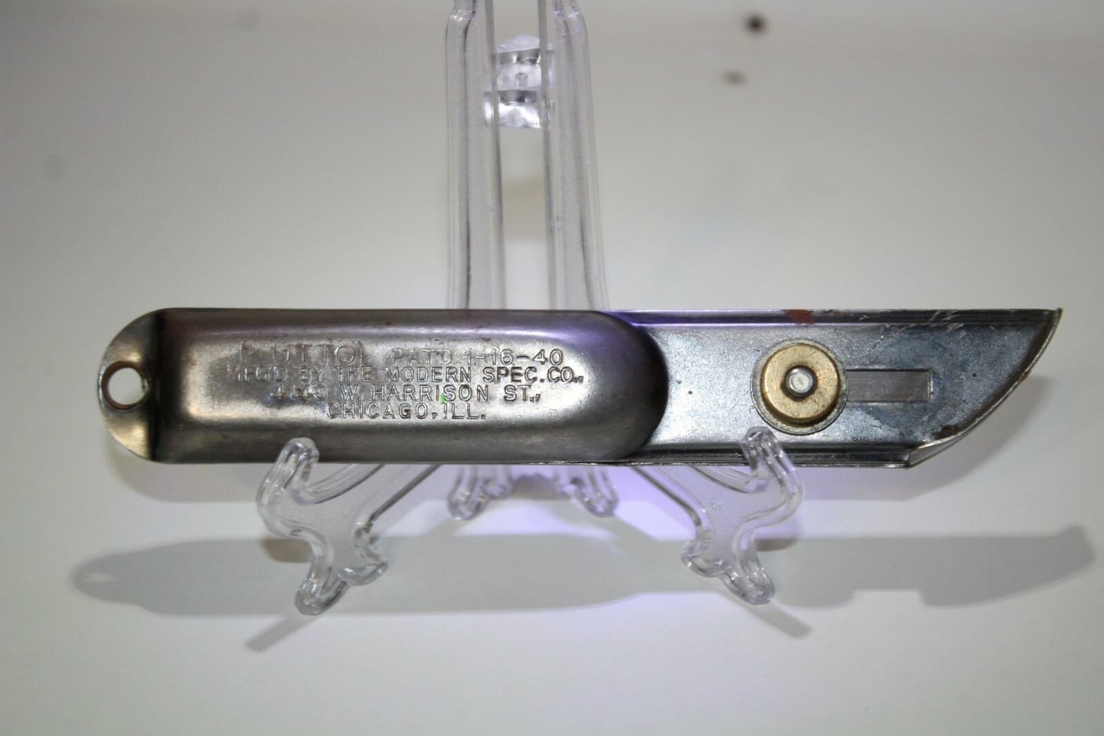 Vintage "Kutto" Utility Knife, Box Cutter MFG Pat. Date 11640 Chicago