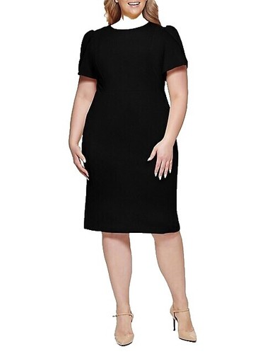 Calvin Klein Elegant Sheath Dress Black Velvet Chiffon Sleeve Size 6 | eBay