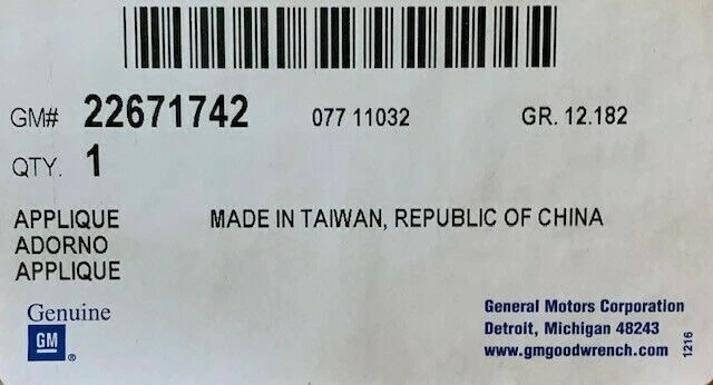 ADEQUADO PARA 1995-2002 PONTIAC SUNFIRE TAMPA TRASEIRA APLIQUE 22671742 - NOVO FABRICANTE DE EQUIPAMENTO ORIGINAL - Imagem 4 de 4