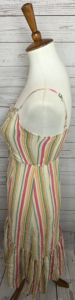 Vestido Mimi Chica Midi Tirantes Espagueti Botón Delantero Multicolor Rayas Talla XS Foto 2 de 4