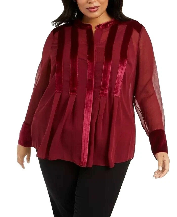 Alfani Women's Regular Size Tops Silk Blouses for Women