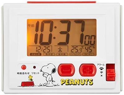 RHYTHM Snoopy Alarm Clock Radio Clock with Temperature and