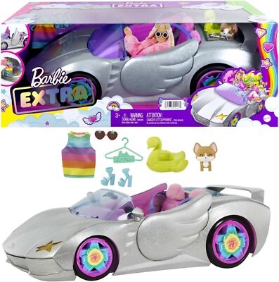 Barbie Extra Sparkly Silver Seater Car Vehicle With Rolling