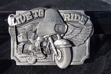 Authentic Siskiyou - Bergamot, Live to Ride, Belt Buckle, Made in USA 1983