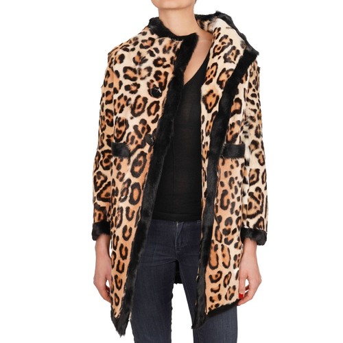 DSQUARED RUNWAY Leopard Goat Fur Parka Jacket Coat Beige Black 40 US 4 S 12344 - Picture 7 of 7