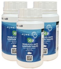 Whirlpool Spa Bath Cleaner Freshener Tablets Pure Spa 30 Tabs x 3 Pack Total 90