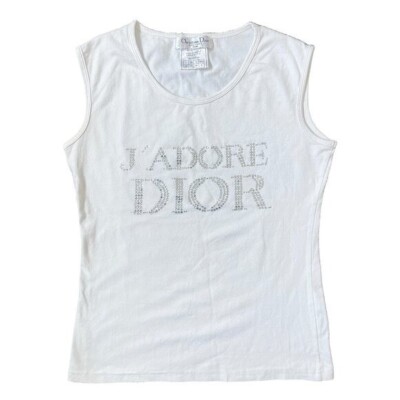 Christian Dior J'Adore Dior Rhinestones Galliano Tank Top Shirt 38
