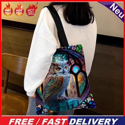 Canvas Carrying Bag Owl Pattern Embroidery Handbag Art Crafts - Picture 1 of 11