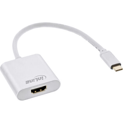 0,2m USB Display Konverter USB C  Stecker an HDMI  Buchse DP Alt Mode silber