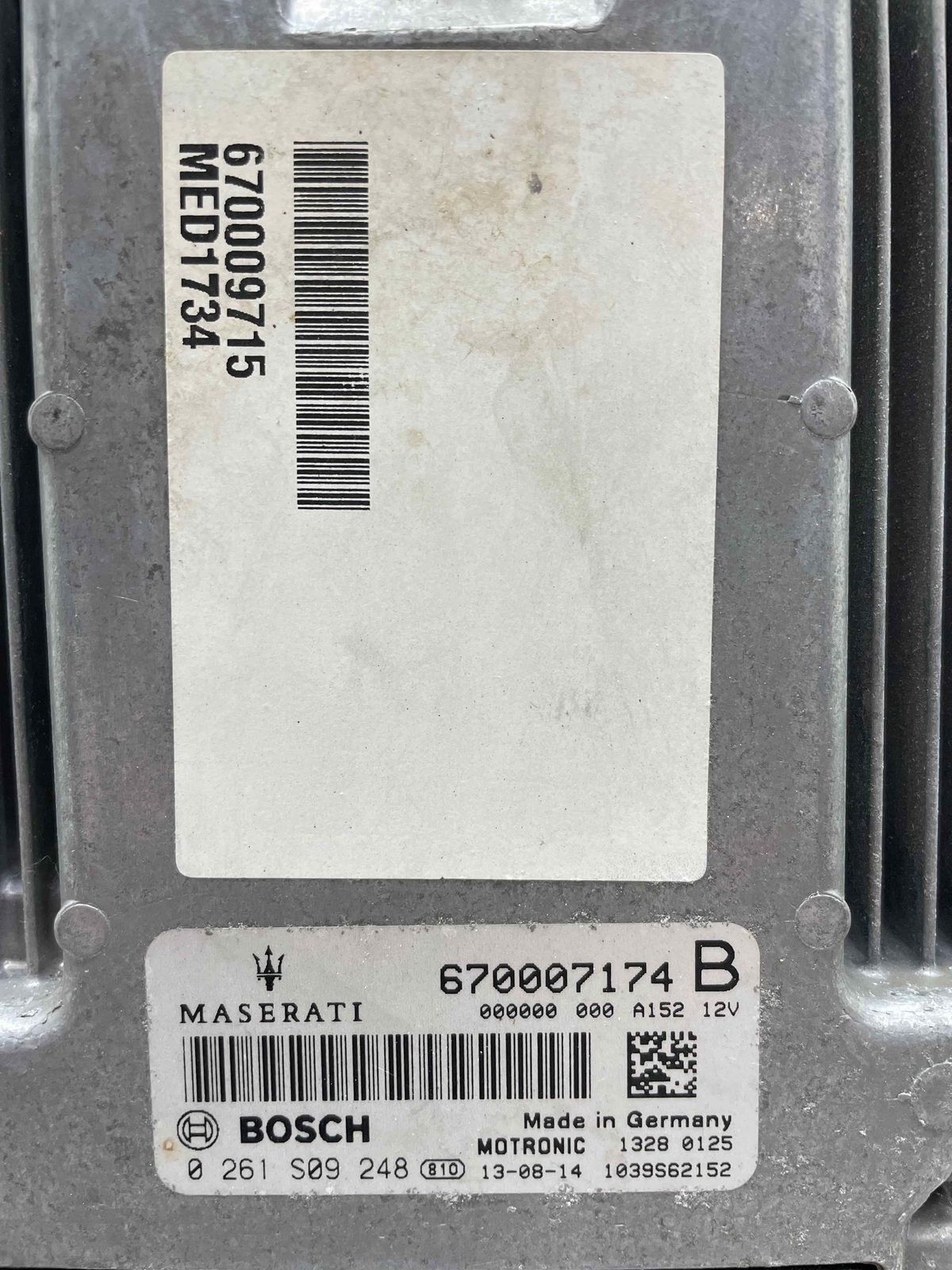 2014 Maserati Quattroporte Electronic Control Module 3.0L ECU ECM OEM 670007174b
