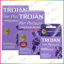 Trojan Her Pleasure Sensations Lubricated Condoms Spermicidal/Regular - Choose