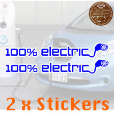100% Elektrisch Auto Ev Aufkleber - Typ 2 Lade Blatt Tesla i3 Zoe Nissan