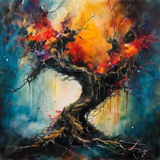 Digital painting of Art In Heart , A strange tree of color, AI Art, Art In Heart