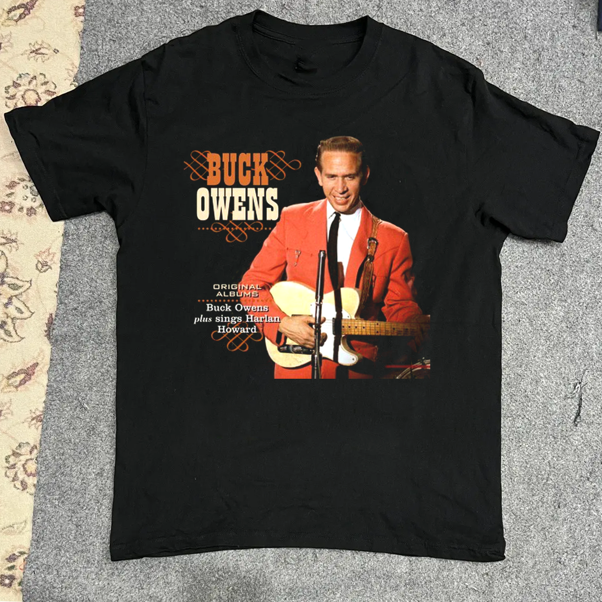 Rare Buck Owens Album Collection T Shirt Black All Size AQ136