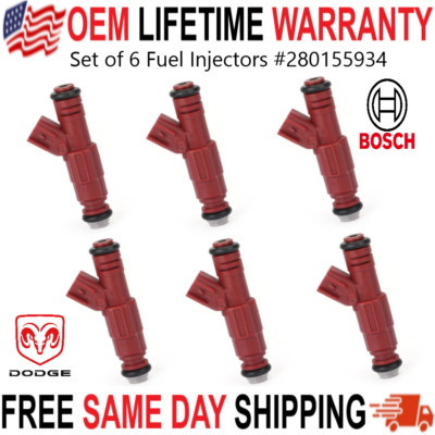 UPGRADED OEM Bosch x6 4 hole 19 LB Injectors for 00-03 Dodge 3.9L  5.9L  ADD MPG
