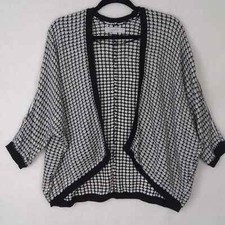 LOFT Oversized Open Front Knit Sweater Size XSmall in Black and White