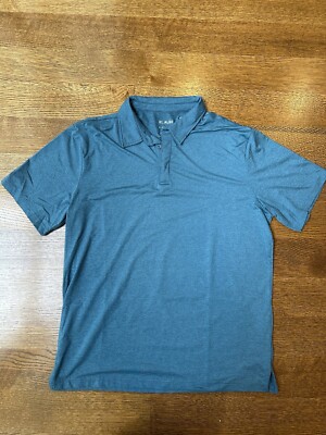 Algo Men s Solid Blue Short Sleeve Preformance Polo Size Extra Large XL