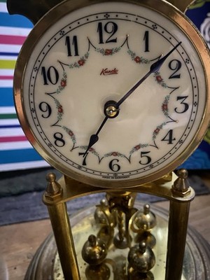 Kundo Anniversary Clock Brass Glass Dome Mechanical 400-Day Made in Germany