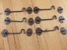 6 Iron Hook & Latch Eye Lock Drawer Hand Forged Barn Cabin Door **SOME RUST**