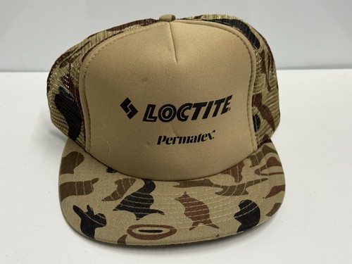 Vintage LOCTITE Permatex CAMO Snapback Trucker Mesh Speedway Cap