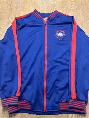 Baltimore Bullets Majestic Hardwood Classics Full Zip Blue Warm Up Jacket Sz XXL