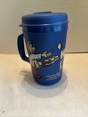 Lamberts Cafe Heads Up Blue 32 oz Travel Mug Cup Home of the Throwed Rolls