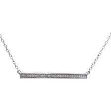 14k White Gold VS Round Cut Diamond Fixed Bar Pendant Necklace 0.10CT