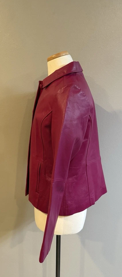 Chaqueta Blazer Mujer Colección Chadwicks Cuero Borgoña Talla 16 Foto 2 de 4