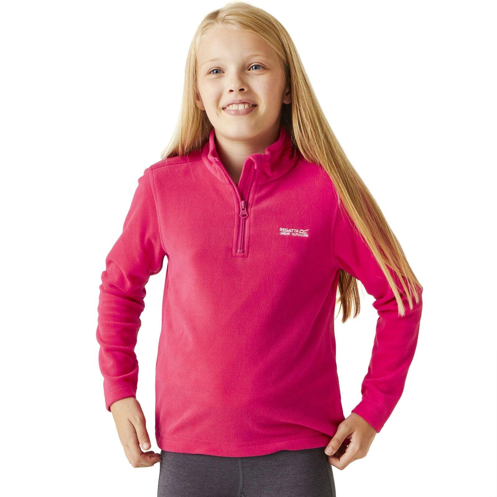 Regatta Unisex Fuchsia Hot Shot Ii Active Half Zip Fleece In | Size: 7-8 Years - Image 7