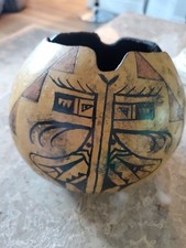Signed Southwestern folk art gourd
