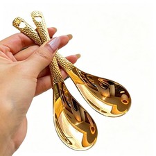 2 Pcs 15cm Hammered Stainless Steel Spoons Gold Finish for Everyday Use