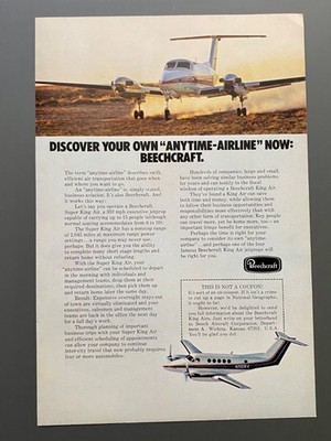 Beechcraft Super King Air Aircraft Flugzeug1975 Vintage Ad Werbung Reklame