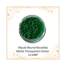 Miyuki 11/0 Round Seed Beads 11-146F Matte Transparent Green 10 Grams
