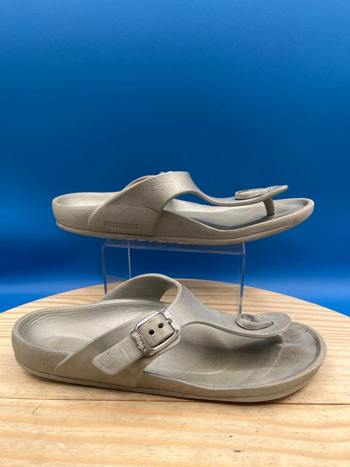 Sandalia sin cordones Birkenstock Giza para mujer talla 2,5 EE. UU./EU34 gris EVA ajustable Foto 2 de 4