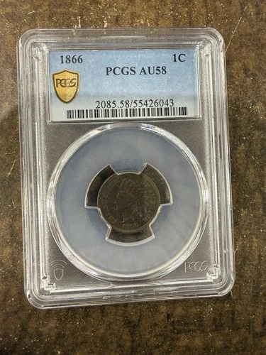 PCGS AU-58! 1866 INDIAN HEAD CENT