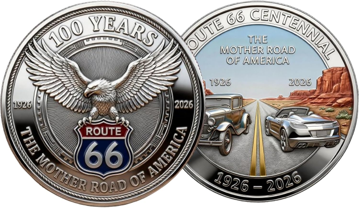 Route 66 Challenge Coin U.S. Roads Driving Travel Collectable 1-pc