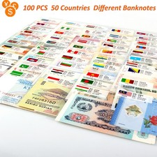 Lots 100X Different Real Paper Money 50 Countries World Banknotes Collection UNC