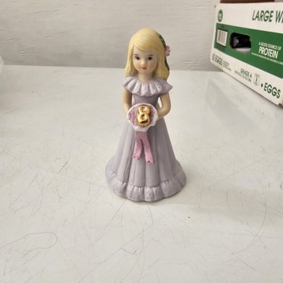 Vintage 1981 Enesco Growing Up Birthday Girl Age 8 Porcelain Blonde Figurine