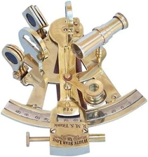 5" Polished Premium Brass Nautical Sextant with Decorative Rosewood Handcrafted 
