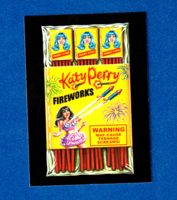 2017 Topps Wacky Packages 50th Anniversary ''KATY PERRY FIREWORKS'' Black Sticker