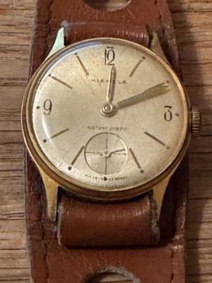 Kienzle Antimagnetic  Handaufzug Uhr Herren Gold Kleine Sekunde Läuft - Bild 1 von 4