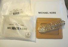 TWO (2) Michael Kors Jet Set Charm Small ID Chain Leather Card Holder