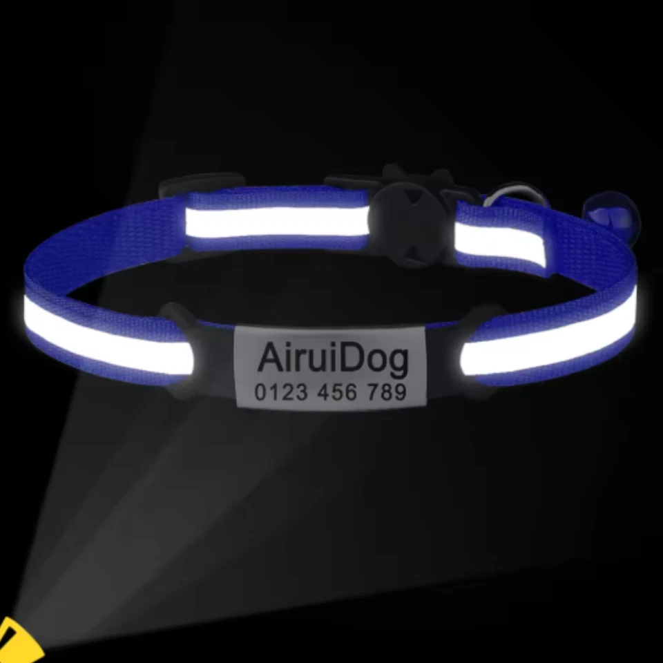 Reflective Customised Cat Collar Adjustable Personalized ID Collar For Cat Puppy - Image 2 of 4