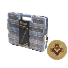 Turbo Screws PZ Double-Countersunk Multipurpose Indoor Trade Case 1400 Pcs