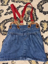 Vintage Little Levi s Denim Jean Suspender Overall Skirt Size 18 Months Girl
