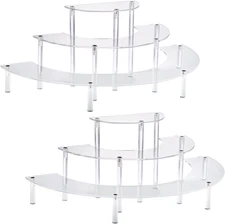 2 Pack 3-Tier Acrylic round Cupcake Dessert Stand Half Moon Display Shelf