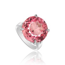 8 Ct. Certified Natural Round Cut Pink Sapphire 925 Sterling Silver Ring