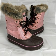 London Fog Girls Toddler Tottenham Snow Boots Brown/Fuchsia, youth Size 11